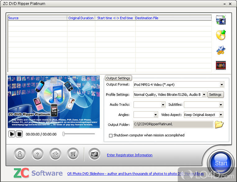 Conversion capabilities - Screenshot of ZC DVD Ripper Platinum