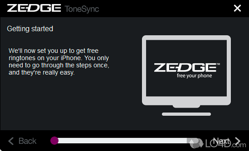 Zedge Tonesync: User interface - Screenshot of Zedge Tonesync
