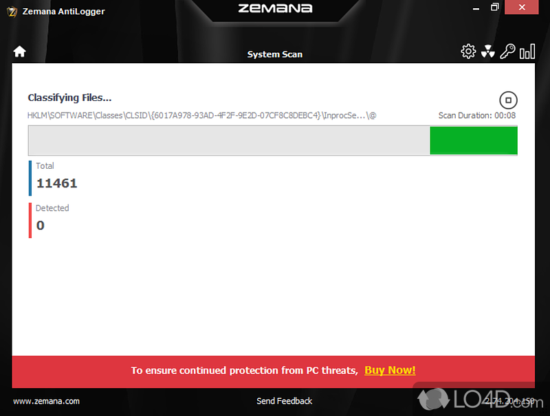 It helps you detect malware that you may have on your system - Screenshot of Zemana AntiLogger