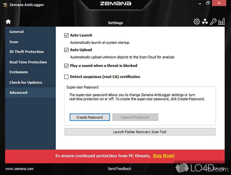 Simple and powerful protect your Windows computer from keylogger attacks - Screenshot of Zemana AntiLogger