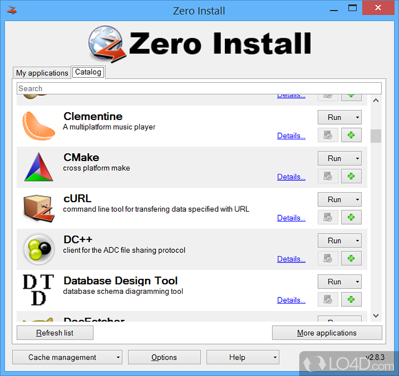 Distributing and packaging app to run a single software package on multiple operating systems - Screenshot of Zero Install