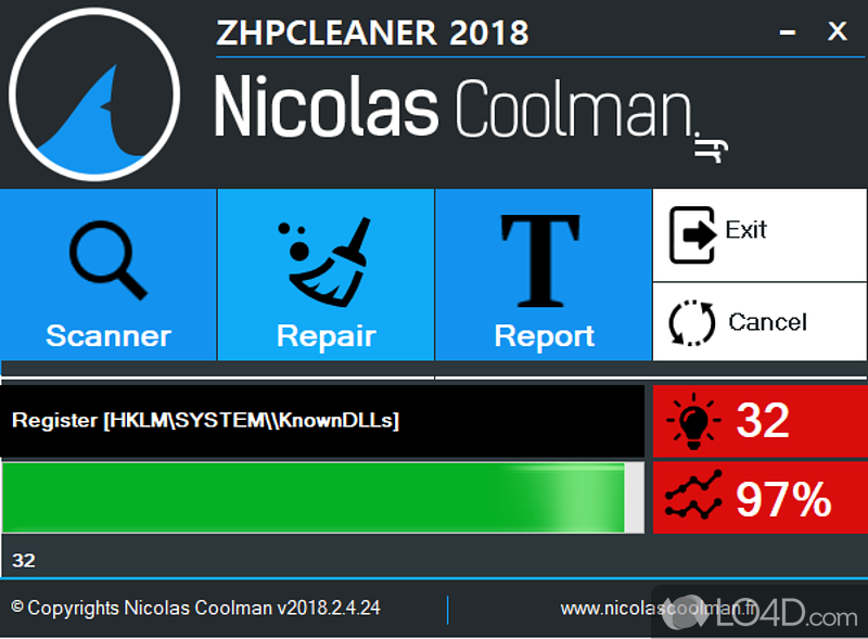 Removes browser hijacks and other malicious Internet software - Screenshot of ZHPCleaner