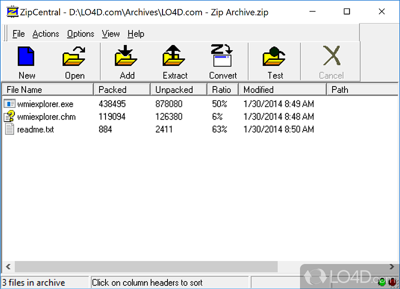A free Software utilities program for Windows - Screenshot of ZipCentral
