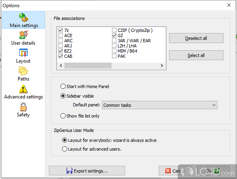 Free file compression utility - Screenshot of ZipGenius