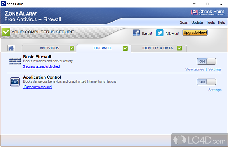 Simple to use program - Screenshot of ZoneAlarm Free Antivirus