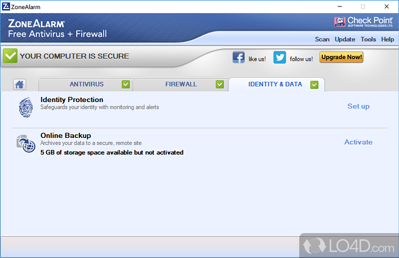 ZoneAlarm Free Antivirus: Features - Screenshot of ZoneAlarm Free Antivirus