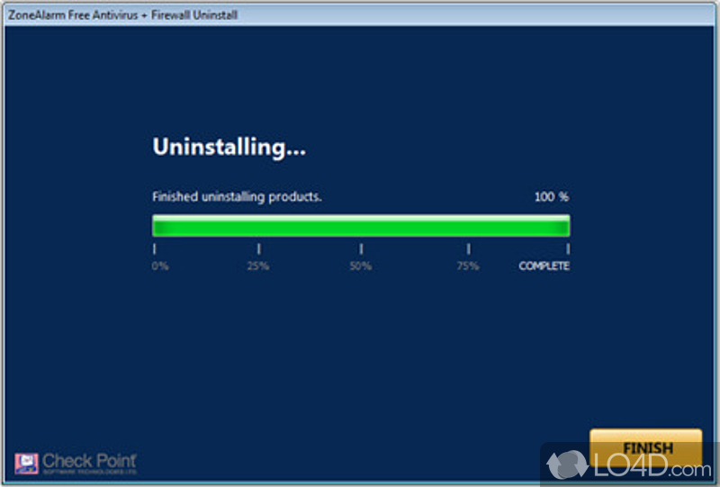 Remove all ZoneAlarm products installed on computer - Screenshot of ZoneAlarm Uninstall