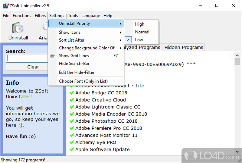 Uninstall programs - Screenshot of ZSoft Uninstaller