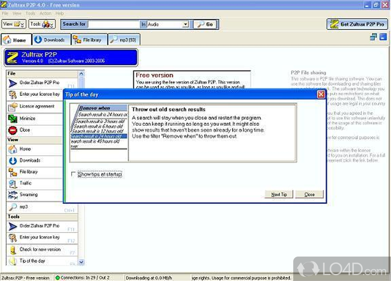 Zultrax P2P: User interface - Screenshot of Zultrax P2P