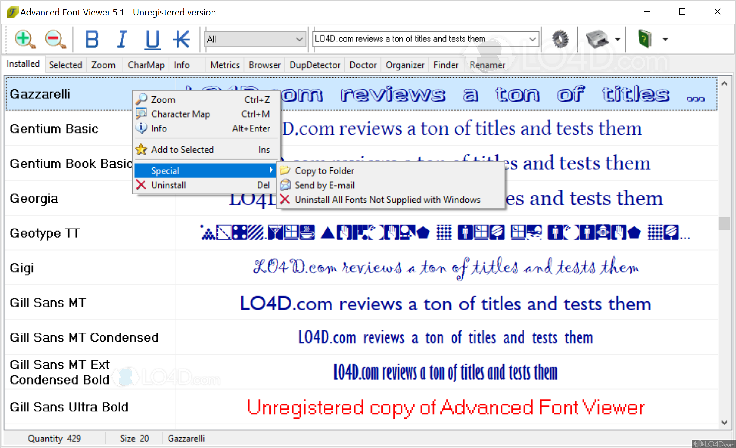 font viewer of my text
