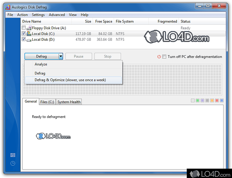 auslogics disk defrag software
