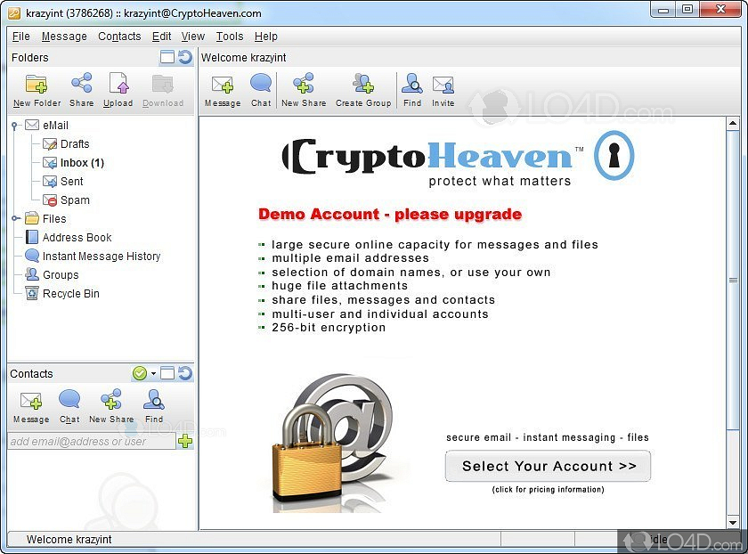 cryptoheaven email