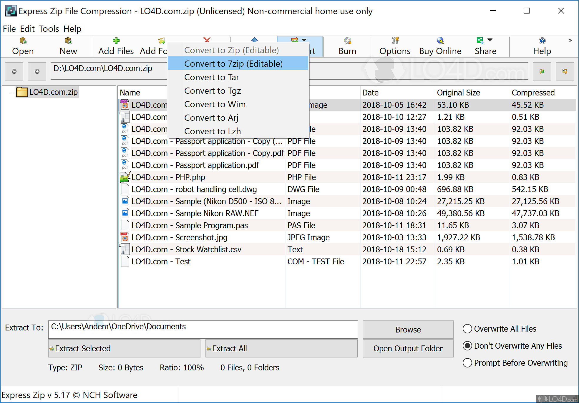 express zip file compression free code