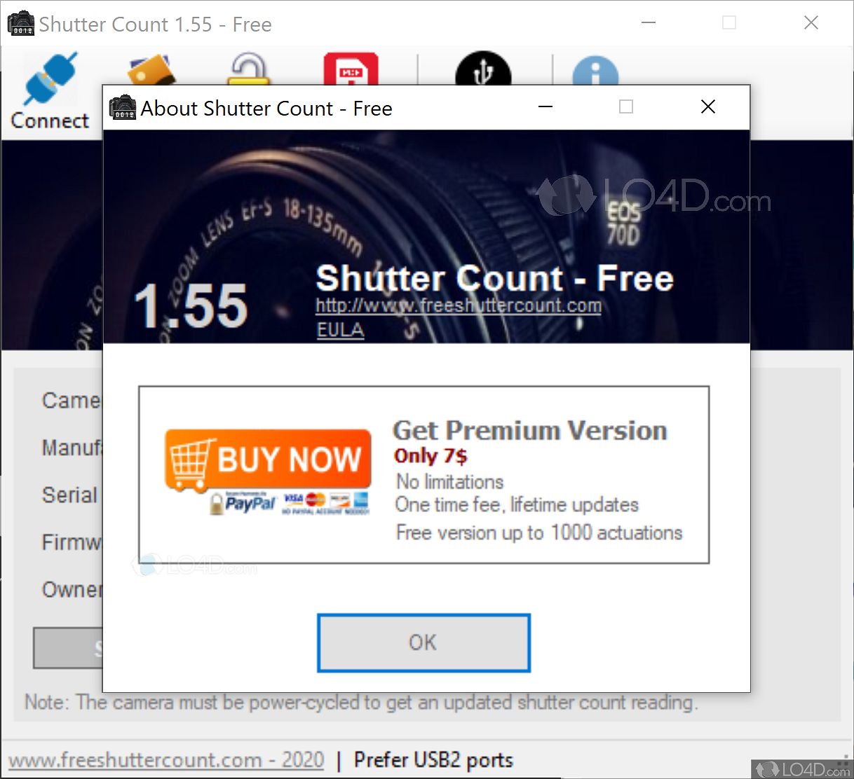online free shutter count canon