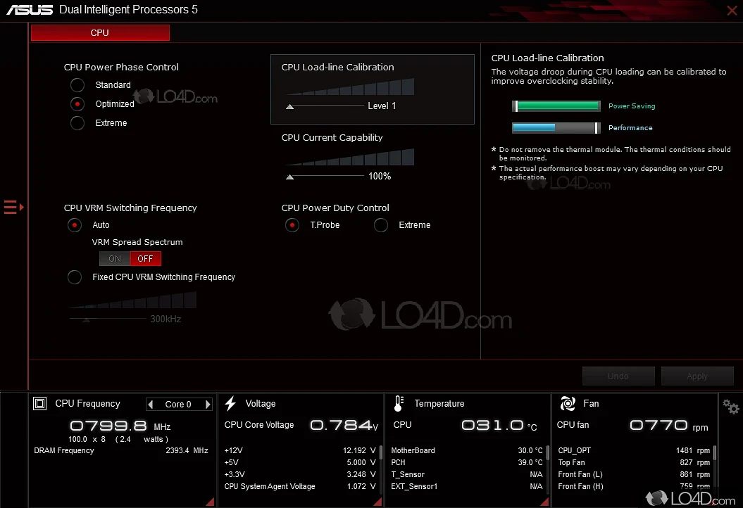 Keep track of various parameters - Screenshot of AI Suite III