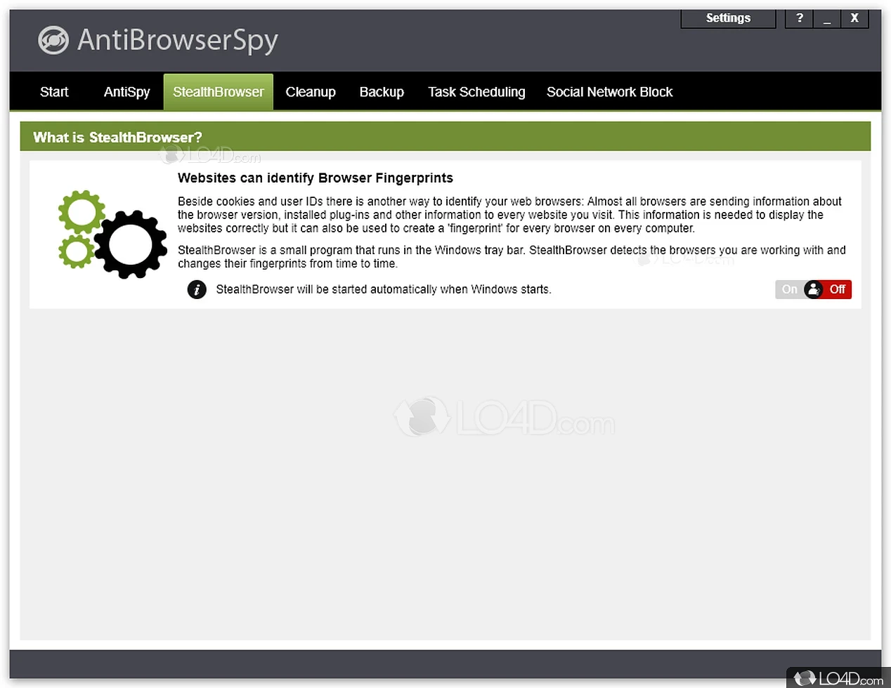 Control browser spying features - Screenshot of AntiBrowserSpy