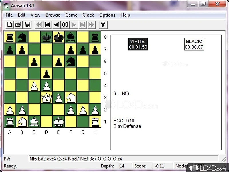 Advanced chess game - Screenshot of Arasan