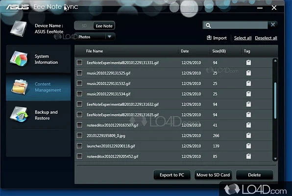 Makes it as as possible for you to synchronize data between ASUS devices - Screenshot of ASUS Sync