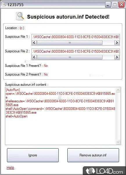 Have malicious files automatically removed - Screenshot of Autorun Eater