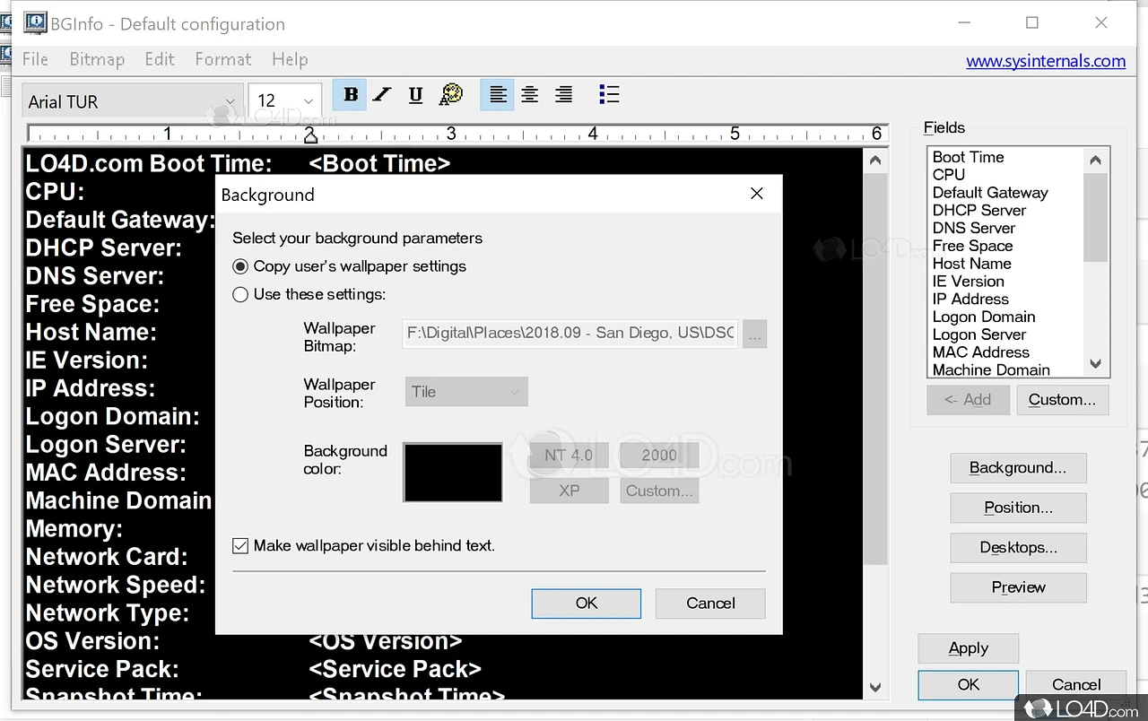 Configure BGinfo within MDT 8443 - BTNHD