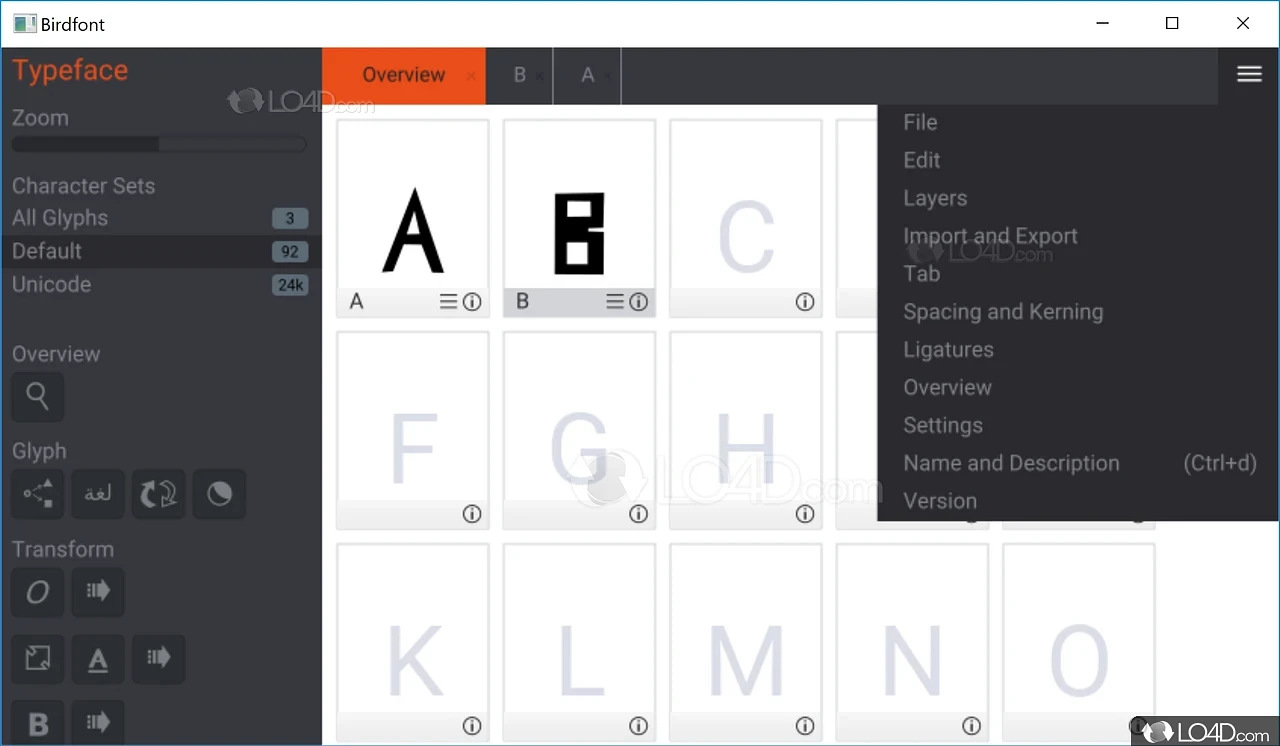 Birdfont – A free font editor for TTF, OTF and SVG fonts