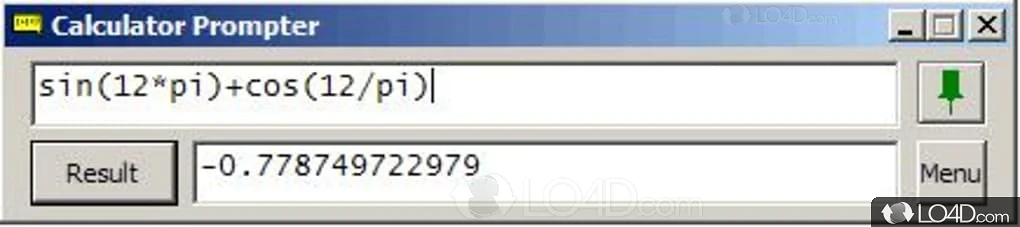 Calculator Prompter: User interface - Screenshot of Calculator Prompter