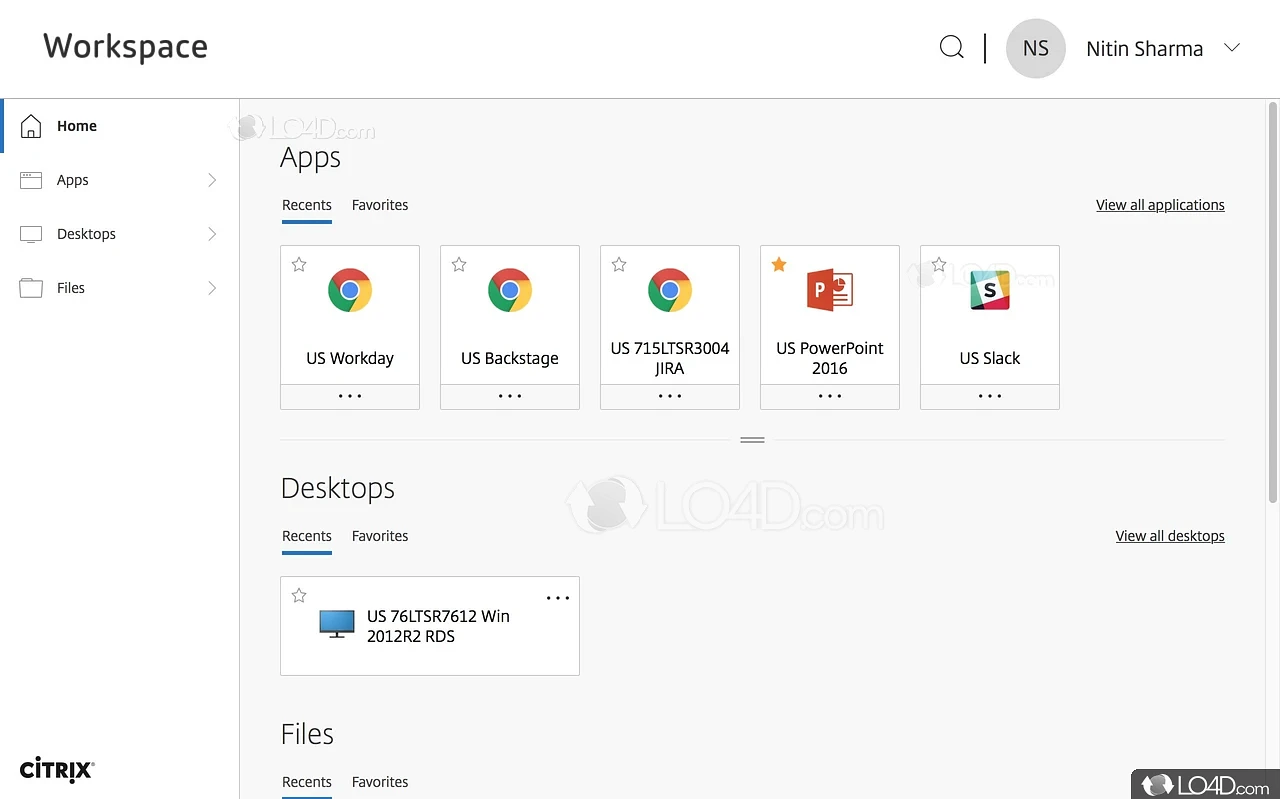 Unified, intelligent, and secure - Screenshot of Citrix Workspace