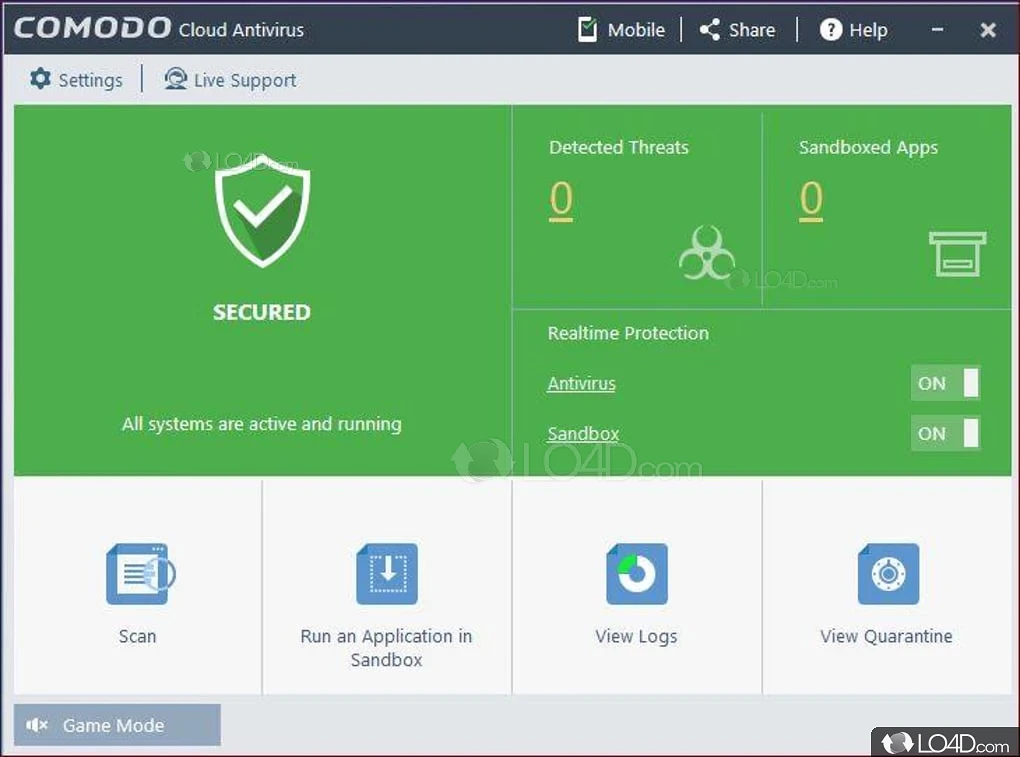 Antivirus solution that detects and destroys malware and viruses - Screenshot of Comodo Antivirus Free