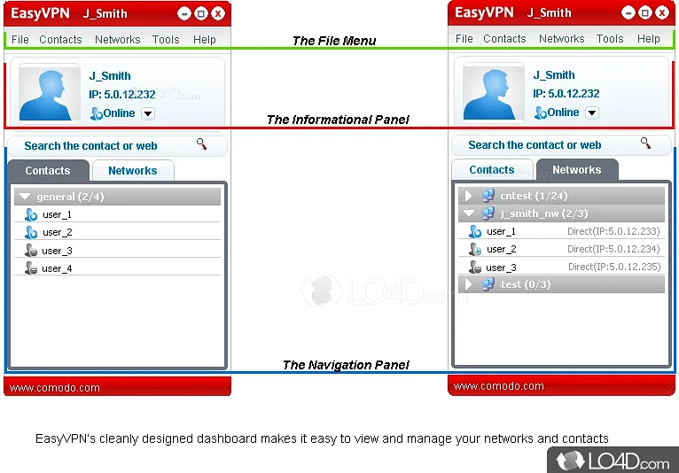 N instant messaging software app that allows any user to create a secure - Screenshot of Comodo EasyVPN