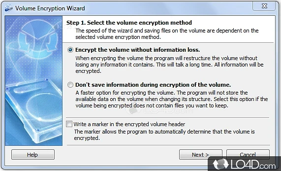 On-the-fly disk and partition encryption - Screenshot of Cryptic Disk