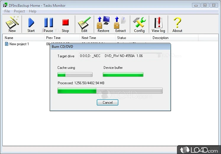 DFIncBackup Home: User interface - Screenshot of DFIncBackup Home