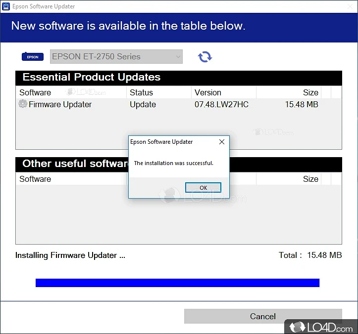 Quickly update EPSON software drivers in one place - Screenshot of Epson Software Updater
