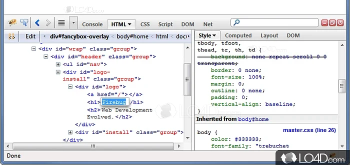 Web debugging made easy in Firefox - Screenshot of FireBug