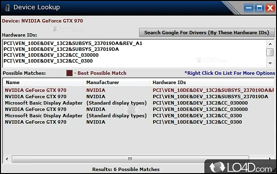 Identify installed hardware - Screenshot of Hardware Identify
