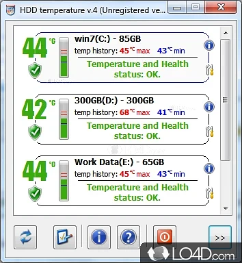 Will show in the system tray the current temperature of hard drives - Screenshot of HDD Temperature