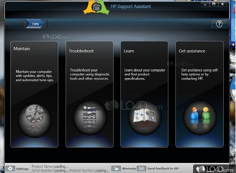 Maintain HP laptop at its top performance and get professional troubleshooting assistance - Screenshot of HP Support Assistant for Desktops