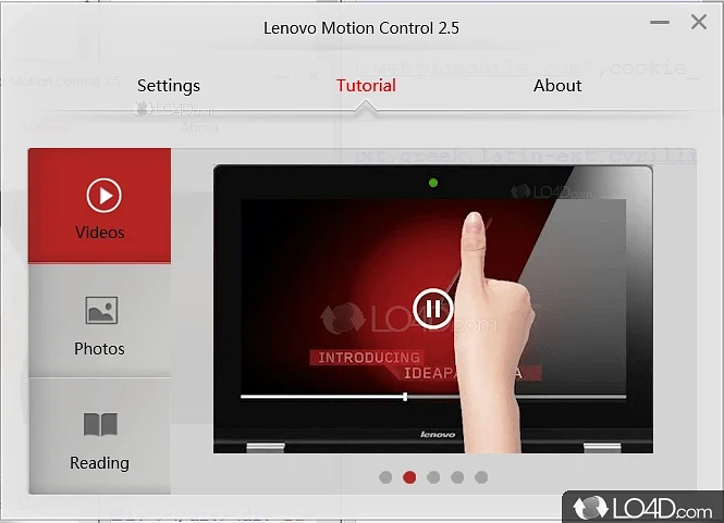 Allows for support of gestures and motion control on Lenovos - Screenshot of Lenovo Motion Control