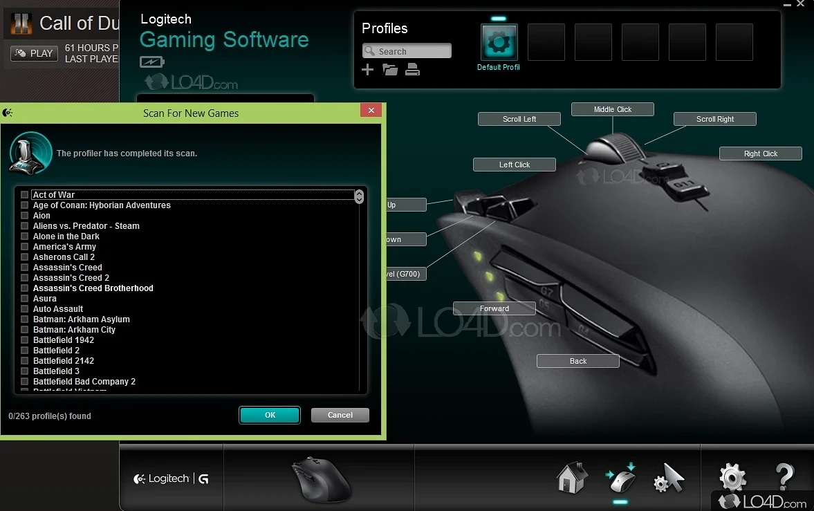 Game controller configurator that makes it possible for users to manage their game profiles much easier - Screenshot of Logitech Gaming Software