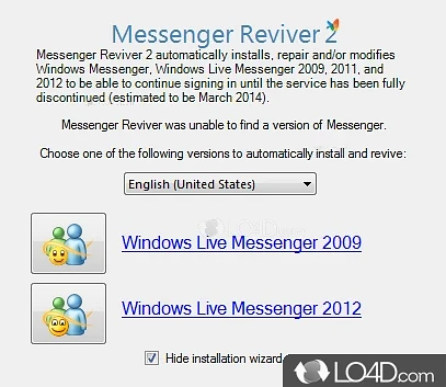 Avoid the Windows Live Messenger 2009 forced upgrade with this tool - Screenshot of Messenger Reviver