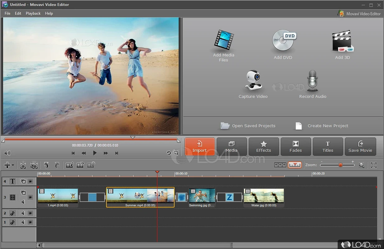 Create modern videos with transitions and effects - Screenshot of Movavi Video Editor