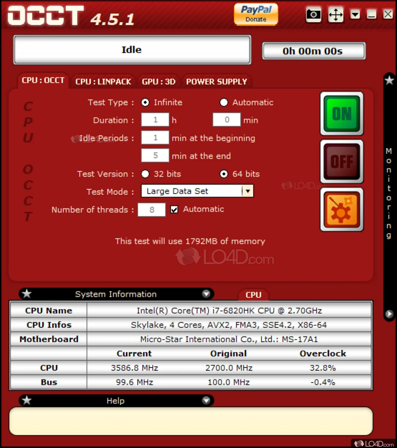 OCBASE/OCCT : Free, all-in-one stability, stress test, benchmark and  monitoring tool for your PC