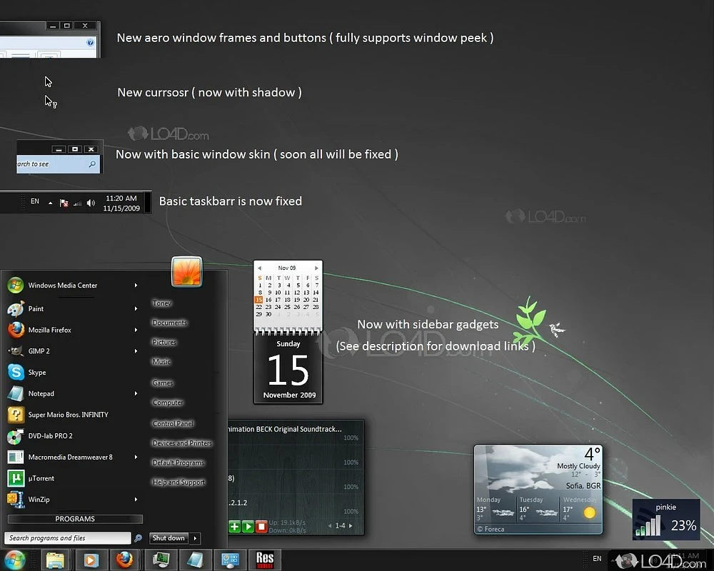 windows 7 themes black