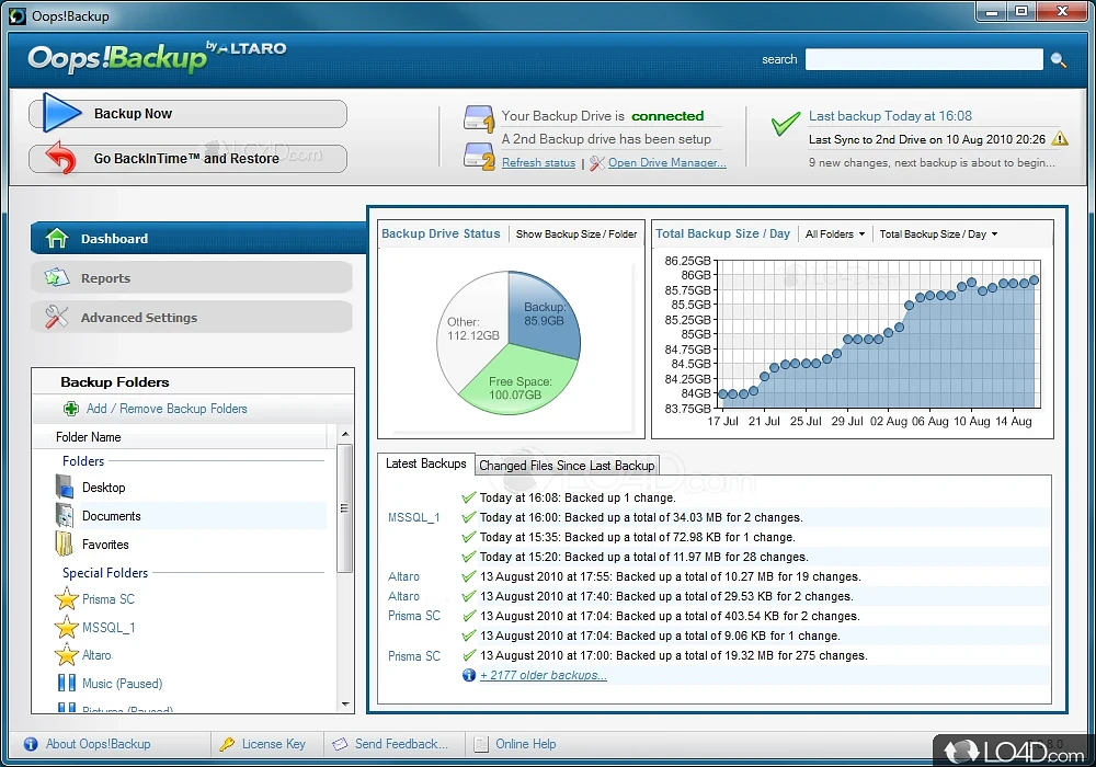 Schedule your backups - Screenshot of Oops!Backup