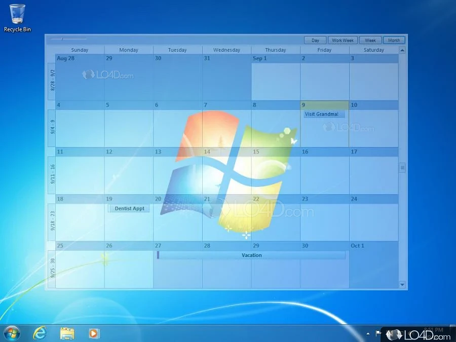 Interact with your calendar without launching Outlook - Screenshot of Outlook on the Desktop