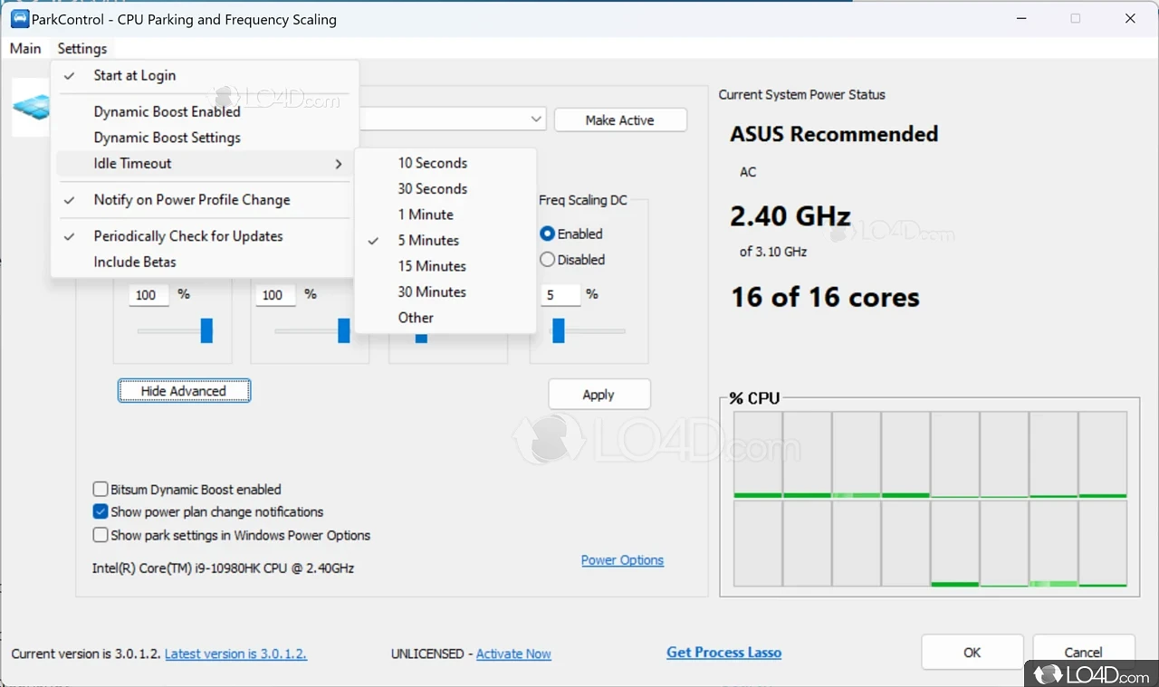 ParkControl – Tweak CPU Core Parking and More