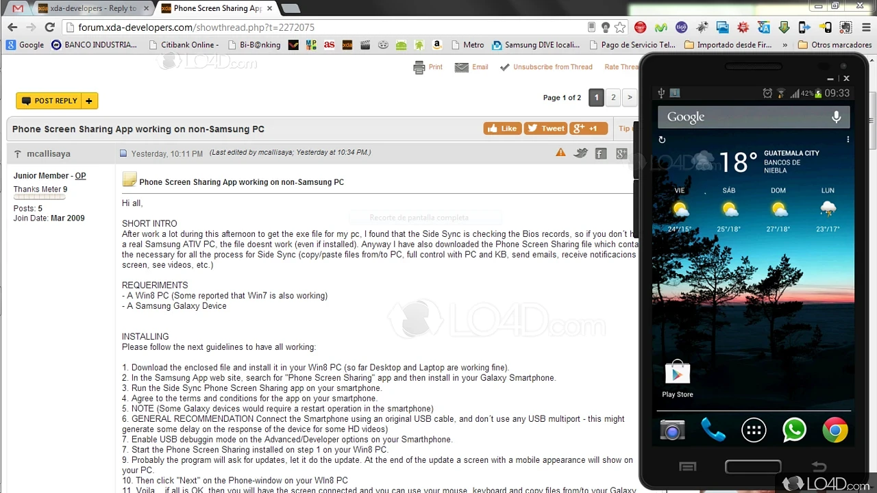 Displays the content of Android screen as a desktop overlay - Screenshot of Phone Screen Sharing