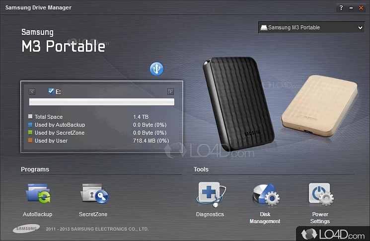 Manage your Samsung external Hard Disk Drive - Screenshot of Samsung Drive Manager