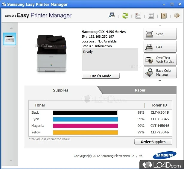 Includes an advanced mode aimed at network administrators - Screenshot of Samsung Easy Printer Manager
