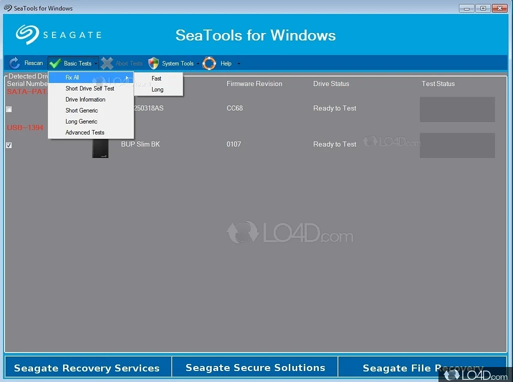 SeaTools for Windows: SeaTools - Screenshot of SeaTools for Windows