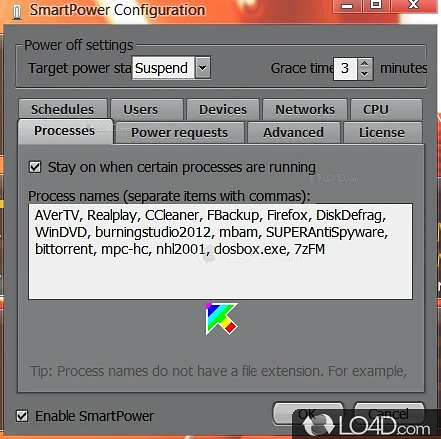 Saves energy by putting computer to sleep (configurable) - Screenshot of SmartPower